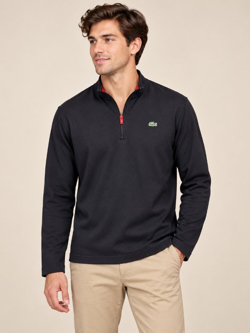 Lacoste Black Polyester Half-Zip Size 6 Like New